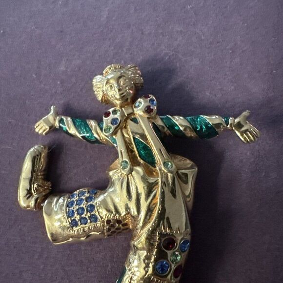 Vintage Swarovski Designer Enamel Crystal Clown Brooch - Picture 3 of 5